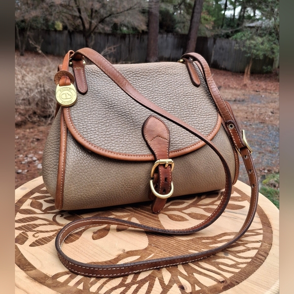 Vintage Dooney & Bourke Pre-Tag R 46 Bicycle Bag Taupe/Tan Leather Crossbody - Picture 14 of 14